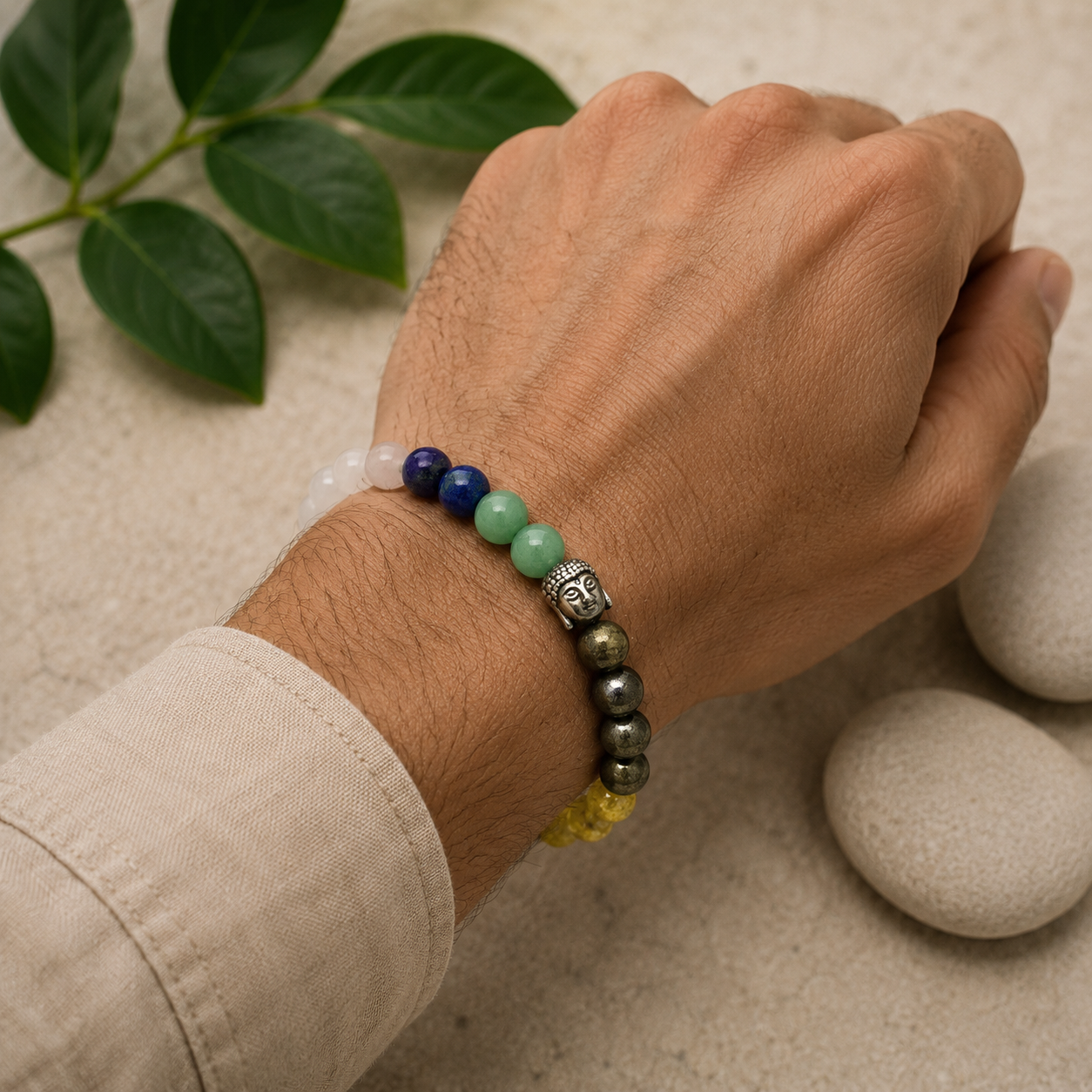 Natural Lapis Lazuli Healing Bracelet - 8mm Round Beads - Image 2