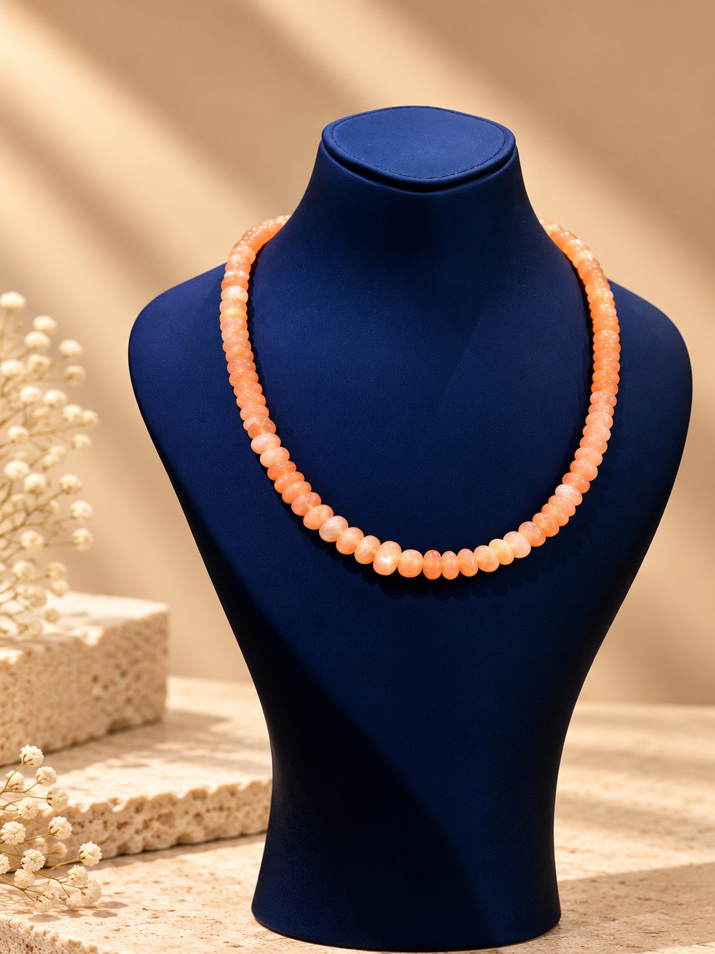 Pink Moon stone necklace